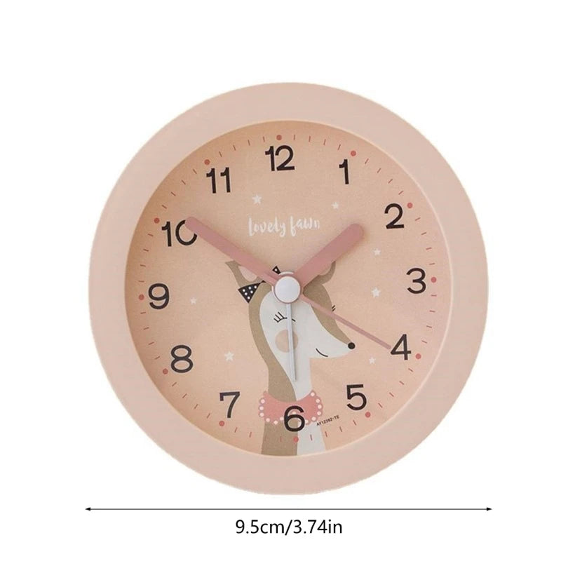 Kids Analogs Alarm Clock with Snoozes and Nightlight, Quiet Bedroom Round Clock for Boys and Girls Learning Clocks