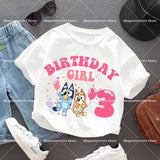 Blueyi Birthday T-Shirt Short Sleeves Anime Toddler Number White T-Shirts Summer Casual Kids Tops Cute Cartoon Baby Clothes Gift