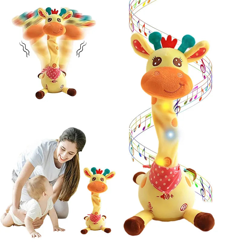 Music Giraffe Toy Singing Dancing Repeating What You Said Dancing Giraffe Flashing LED Lights Adjustable Volume Voice Simulation