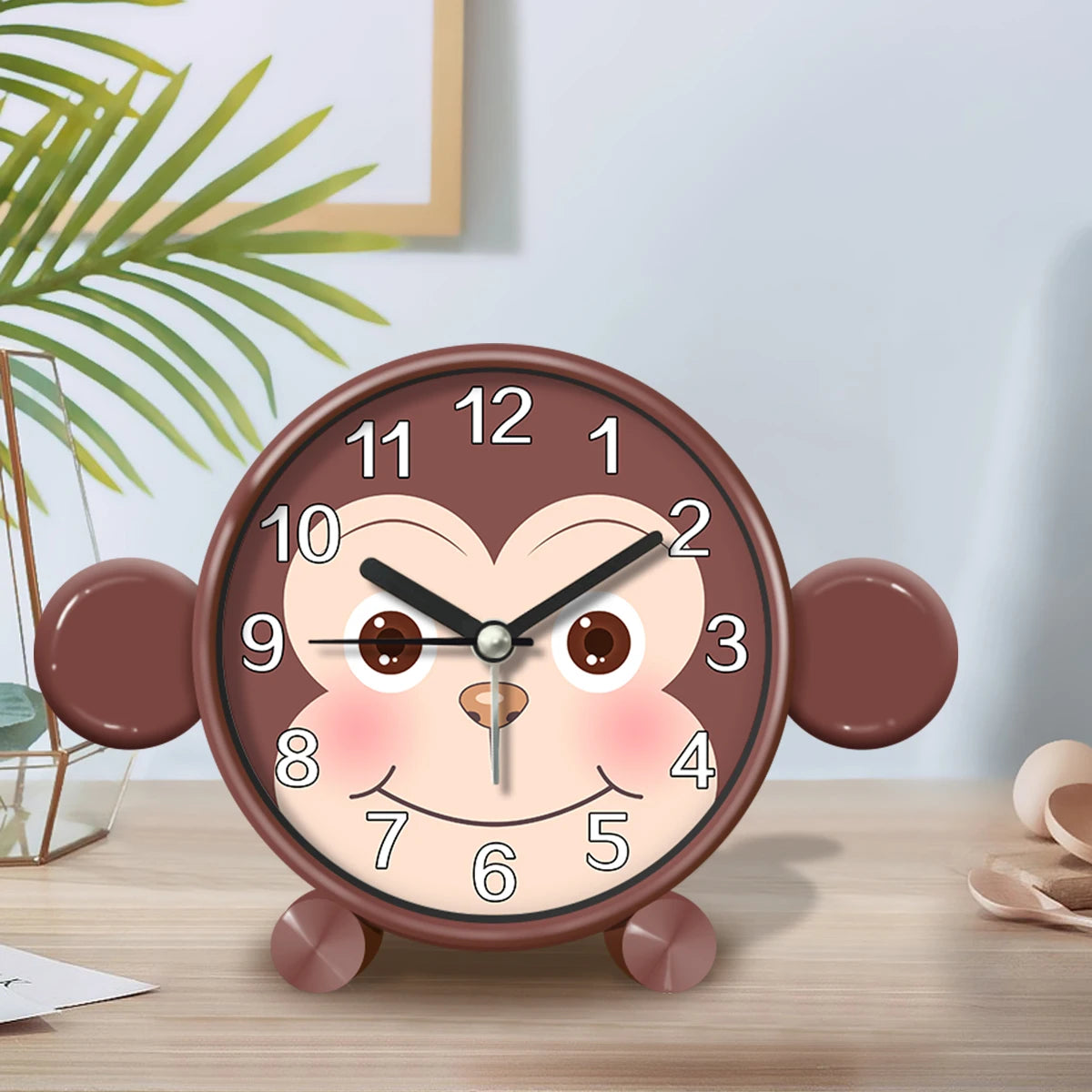 Cute Children's Educational Alarm Clock Bedroom Desktop Early Education Small Animal Round Mute For Boy Girls Home Decoration