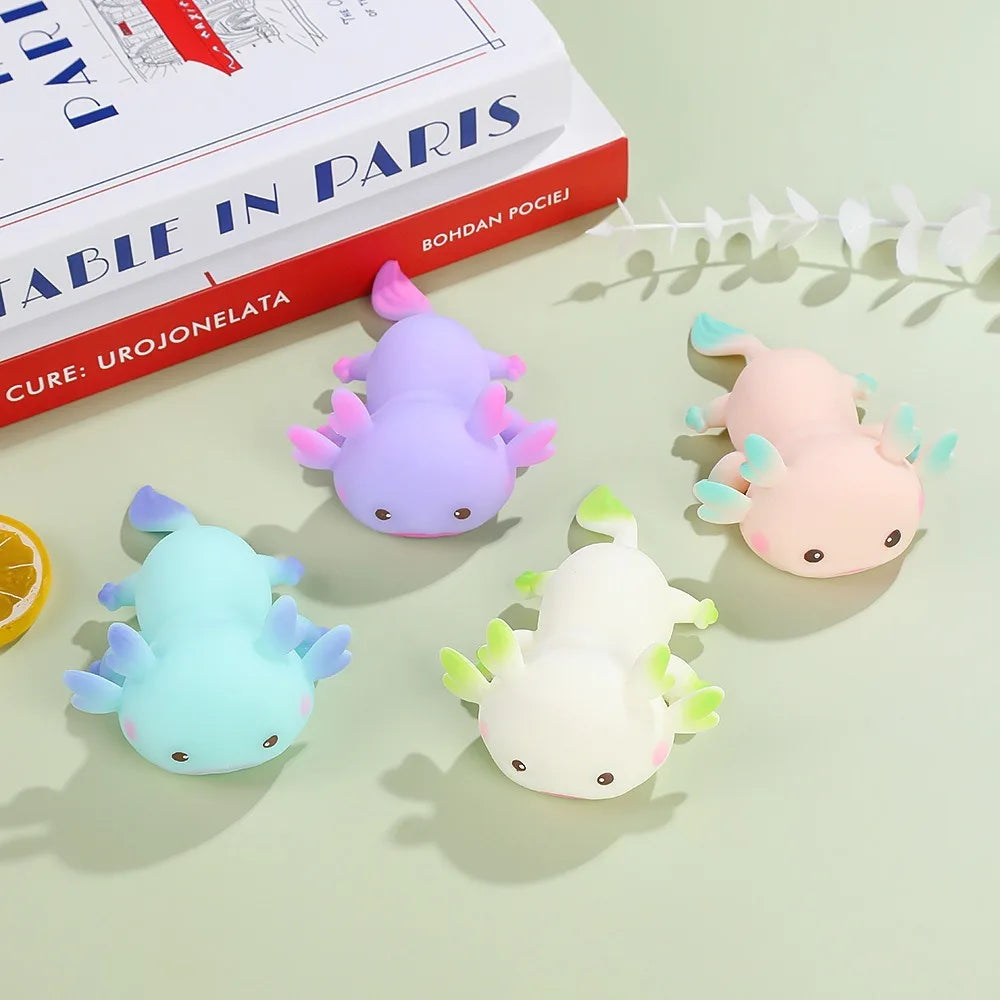 Cute Axolotl Squeeze Toys Stretch Design Fidget Doll Cartoon Fish Squishy Toy Stress Relief Multiple Color Slow Rebound Toys