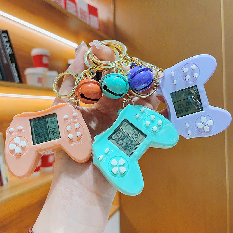 Mini Russian Building Blocks Game, Console Handheld Minicomputer Keychain Nostalgic Creative Puzzle, Old-Fashioned Toy Pendant
