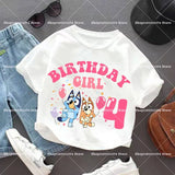 Blueyi Birthday T-Shirt Short Sleeves Anime Toddler Number White T-Shirts Summer Casual Kids Tops Cute Cartoon Baby Clothes Gift