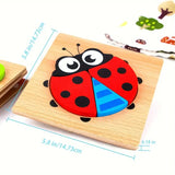 Wooden Puzzles Educational Cartoon Animals Early Learning Cognition Intelligence Puzzle Game For Children Toys