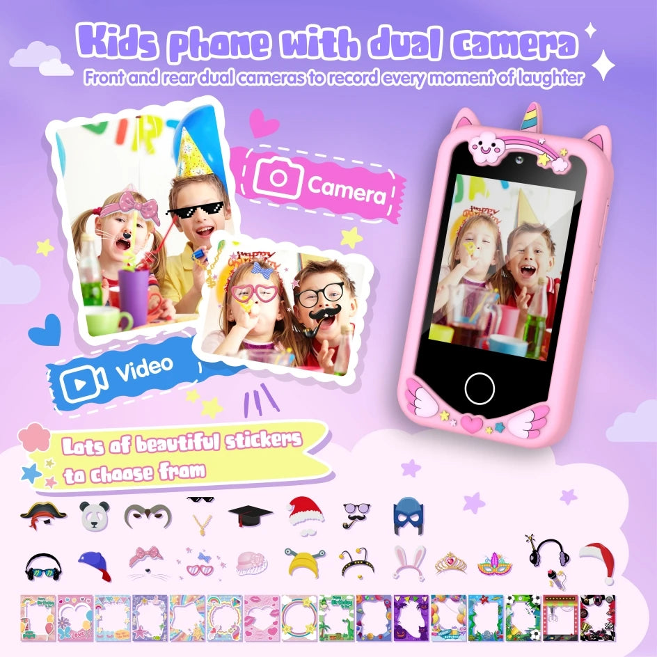 8GBKids Smart Phone Video Music Player 20 Stories Toy Phone Dual Camera 28 Games Learning Educational Toys Children Gifts