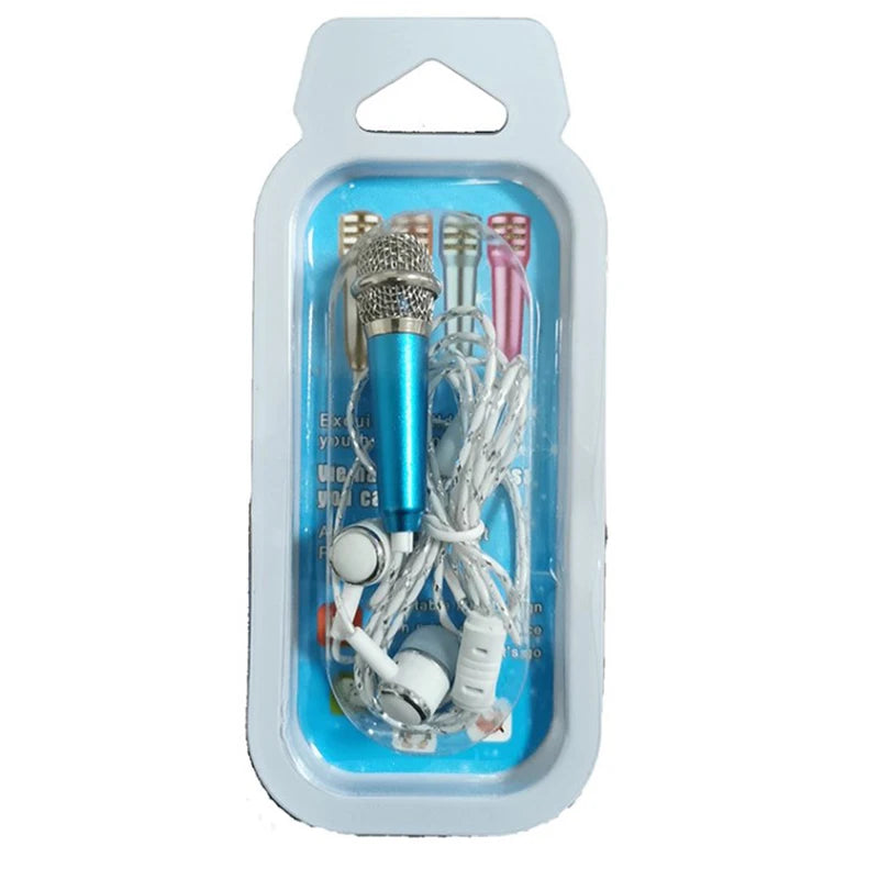 Microphone 3.5mm Stereo Studio Mic KTV Karaoke Mini Microphone With Earphone For Smart Phone Laptop PC Desktop Handheld Audio