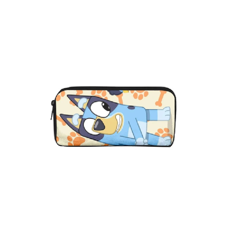 Bluey Bingo dog Fully Printed Flap Pen Bag Stationery Box Cartoon Large Capacity Pencil Case Cute Anime Bags Student School Bag