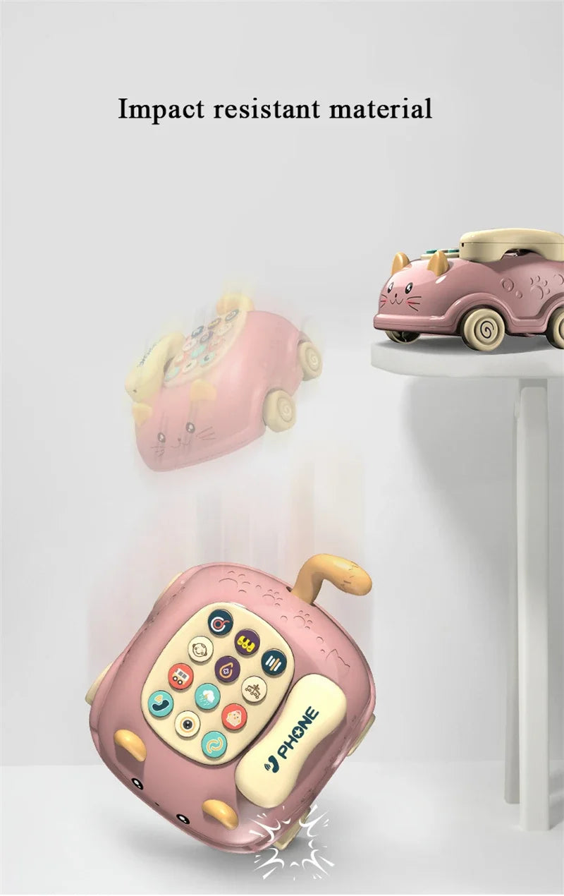 Baby 3-in-1 Musical Phone Toys Toddler Interactive Learning Toy with Lights Cat Telephone Story Early Education Montessori Gift