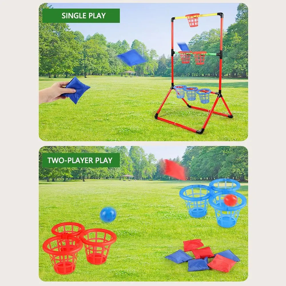 2 in 1 Sandbag Throwing Game Kit Interactive Portable Carnival Games Combo Set Bean Bags Balls Carrying Case Outdoor Games