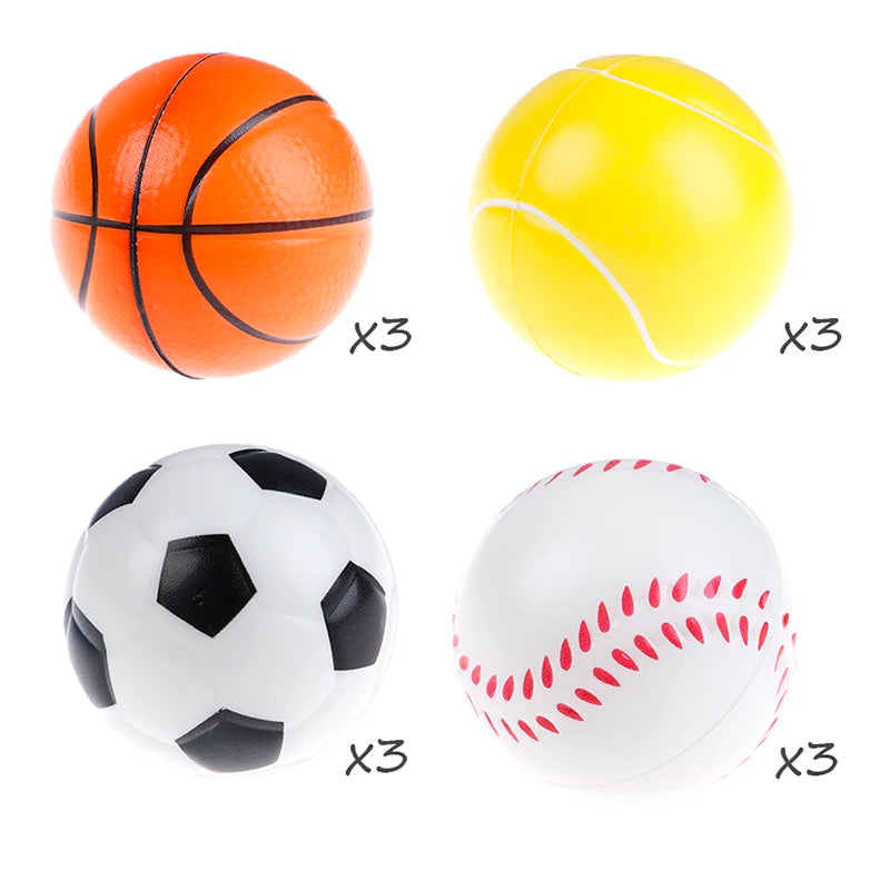 12pcs Children Sponge bounce Ball Sports  Anti Stress Ball Educational Toys For Kids Outdoor Sports  Decompression Release Ball
