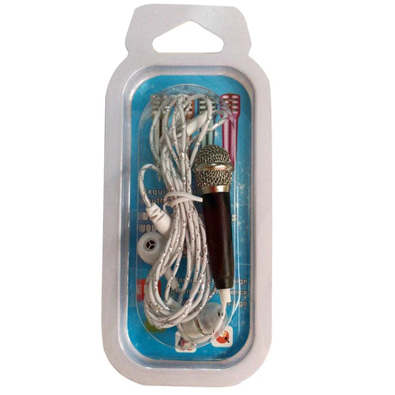 Microphone 3.5mm Stereo Studio Mic KTV Karaoke Mini Microphone With Earphone For Smart Phone Laptop PC Desktop Handheld Audio