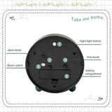 Children's alarm clock, metal material, silent operation time, with night light, suitable for bedroom, office, all scenes
