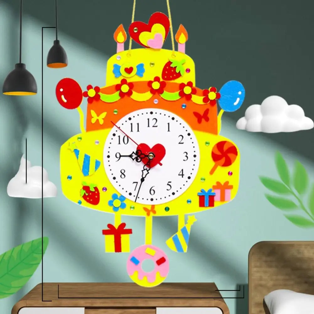 Nonwoven Fabric Cognition Clocks Toys DIY Puzzle Hour Minute Second DIY Clock Toys Cartoon Clock Time Teaching Aid Kids Gift