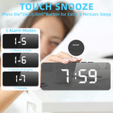 Smart Alarm Clock Bedside Table Led Alarm Clock Digital Children's Electronic Alarm Clock Curved Screen Mirror Temperature