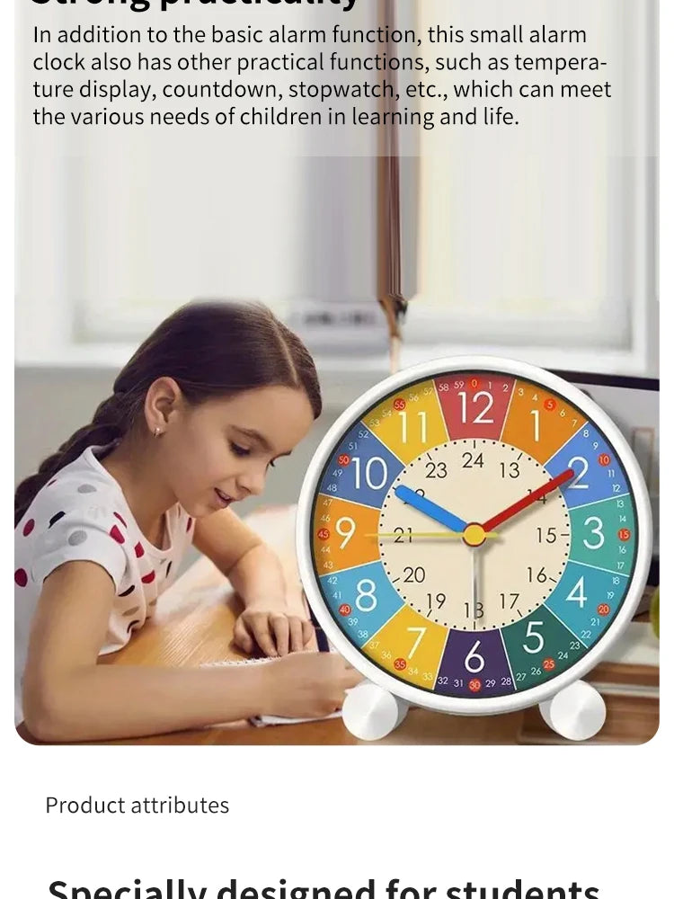 Early Learning Desktop Alarm Clock Children Wake Up Alarm Clock Living Room Bedroom Silent Desktop Clock Desktop Clock