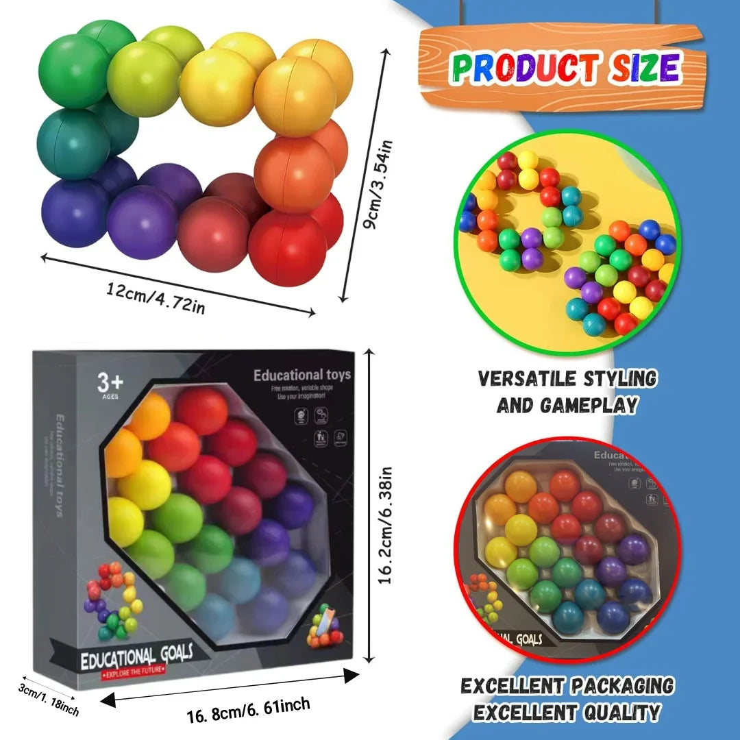 Cool Sensory Toys Rainbow Ball Gadgets Toy,Stress Relief Inseparable Fidget Toys for Adults, ADHD, Desk Toys,kids Christmas gift