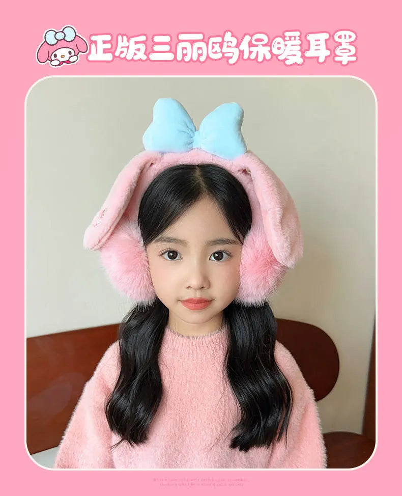 Kuromi Cinnamoroll Melody Plush Earmuffs Girls New Anime Ear Cover for Winter Kids Outdoors Warm Ear Muffs Children Xmas Gift