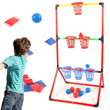 2 in 1 Sandbag Throwing Game Kit Interactive Portable Carnival Games Combo Set Bean Bags Balls Carrying Case Outdoor Games