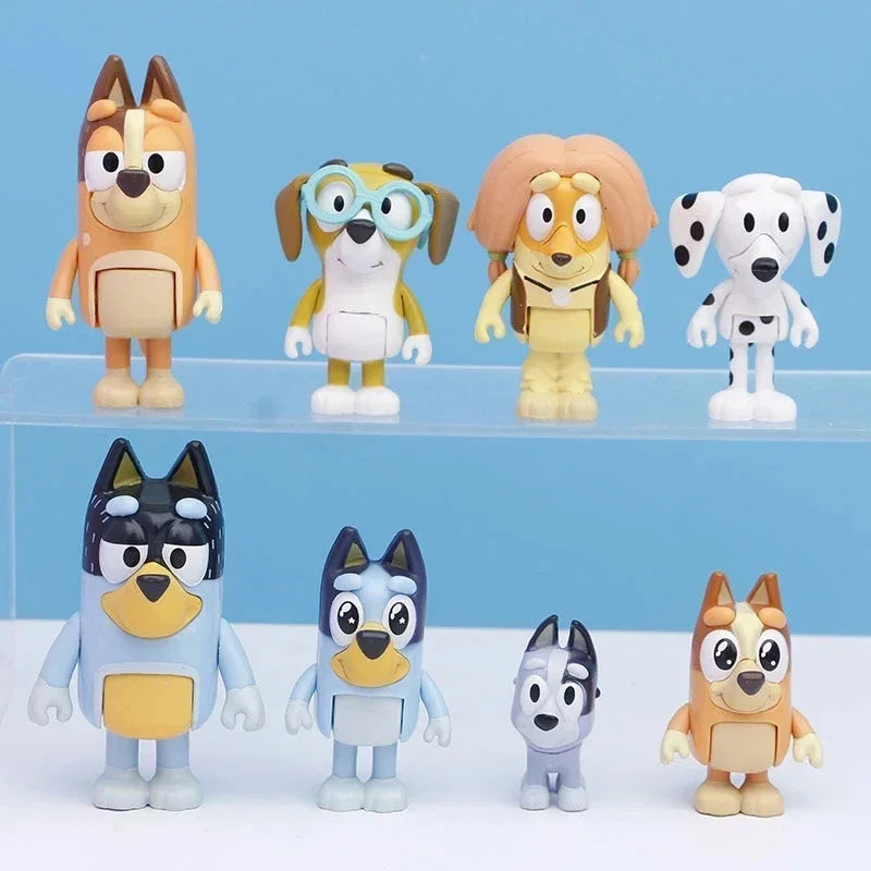12 Bluey Family Character Model Decorations Cute Puppy Movable Joints Decorations Mini Pvc Character Model Toys Children'S Gifts