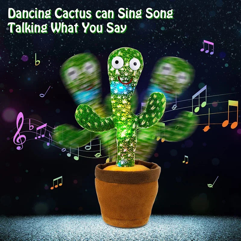 Dancing Cactus Song Speaker Talking Usb Battery Voice Repeat Plush Cactu Dancer Toy Talk Plushie Stuffed Toys For Kids Gift