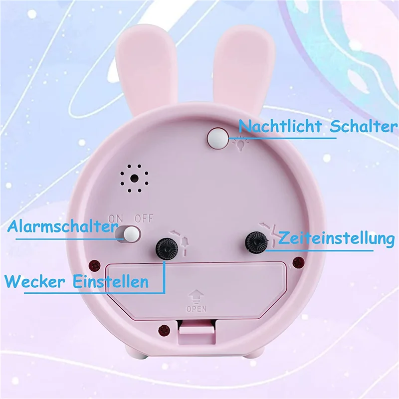 Children'S Alarm Clock for Girls Without Ticking,Rabbit Children'S Alarm Clock Silent Alarm Clock with Light Student