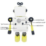 Robot Alarm Clock, Non-Ticking Wake-up Clock with Flashing Eye Lights and Rotating Arm, Gift for Kids, Funny Decoration for Desk