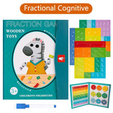 Children Magnetic Fraction Learning Math Toys Wooden Fraction Book Set
