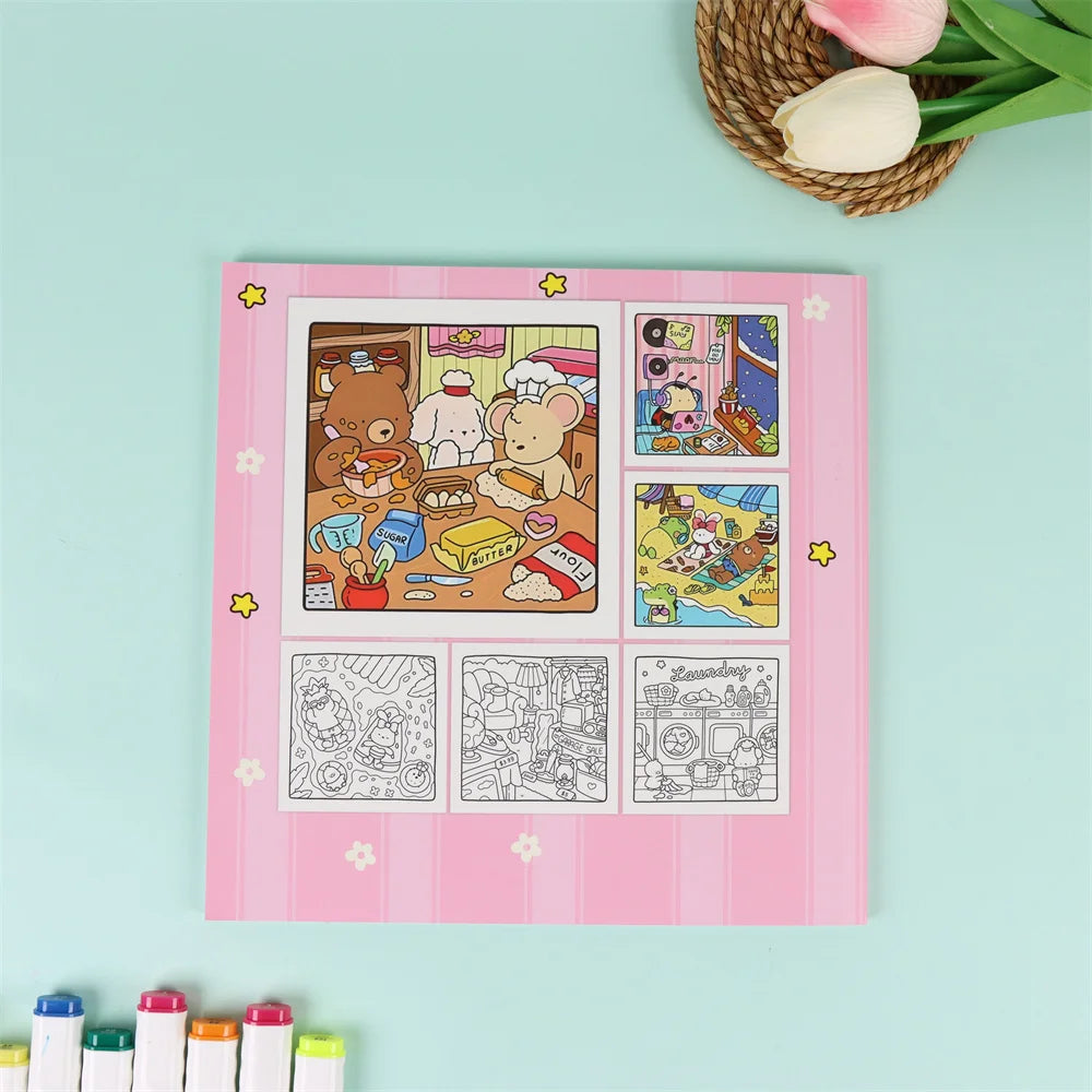 Halloween Coloring Book COZY FRIENDS Coloring Book For Adults And