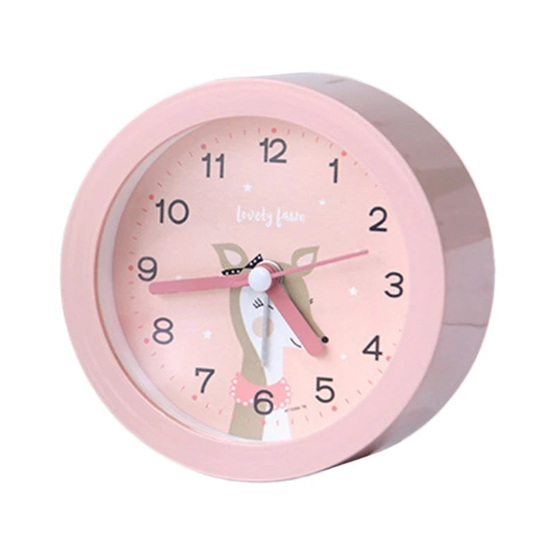 Kids Analogs Alarm Clock with Snoozes and Nightlight, Quiet Bedroom Round Clock for Boys and Girls Learning Clocks