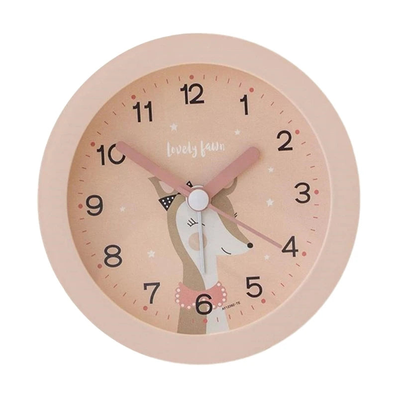 Kids Analogs Alarm Clock with Snoozes and Nightlight, Quiet Bedroom Round Clock for Boys and Girls Learning Clocks