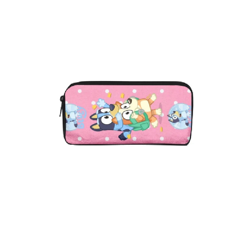 Bluey Bingo dog Fully Printed Flap Pen Bag Stationery Box Cartoon Large Capacity Pencil Case Cute Anime Bags Student School Bag