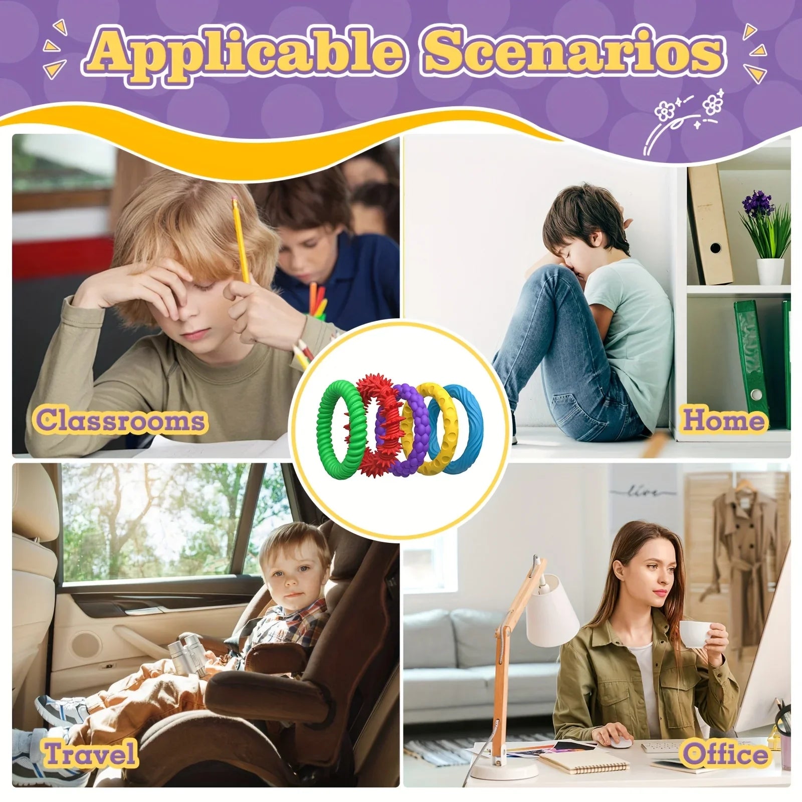 Sensory Bracelet EDC Fidgeting Antistress Anxiety Fidget Ring Anti Stress Relief Toy for Kids Children Autism ADHD Toys New 2025