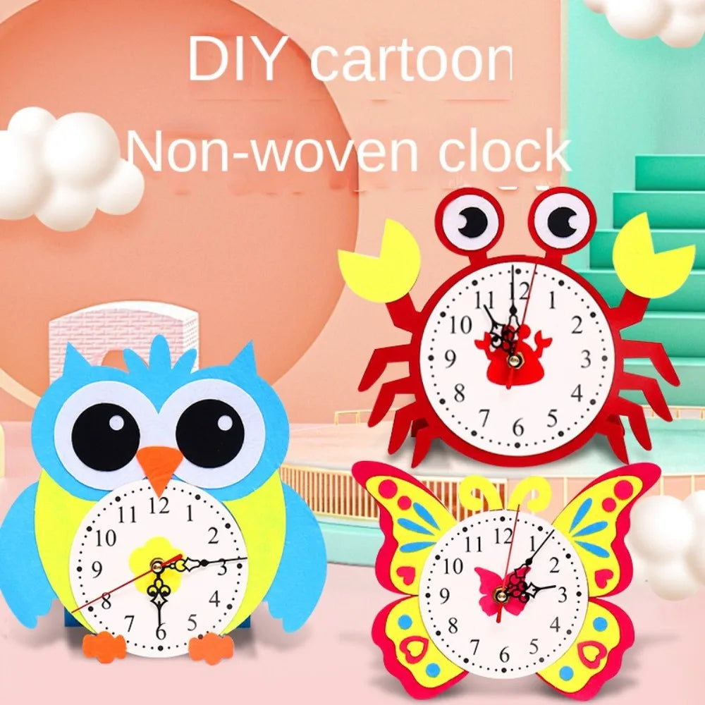 Nonwoven Fabric Cognition Clocks Toys DIY Puzzle Hour Minute Second DIY Clock Toys Cartoon Clock Time Teaching Aid Kids Gift