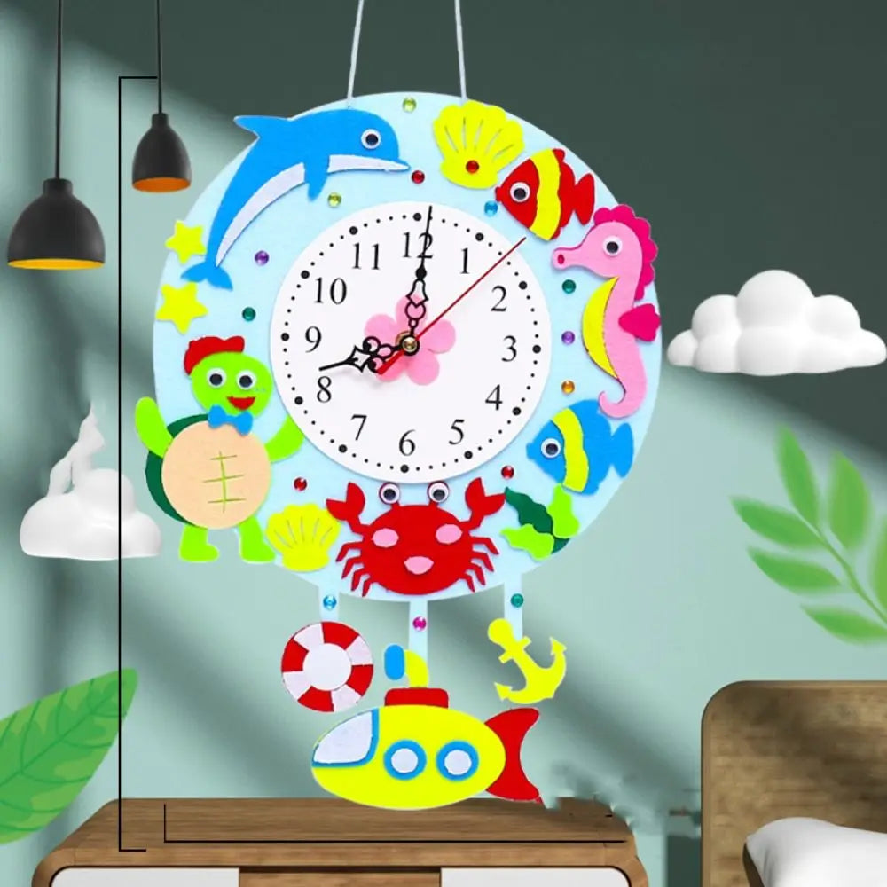 Nonwoven Fabric Cognition Clocks Toys DIY Puzzle Hour Minute Second DIY Clock Toys Cartoon Clock Time Teaching Aid Kids Gift