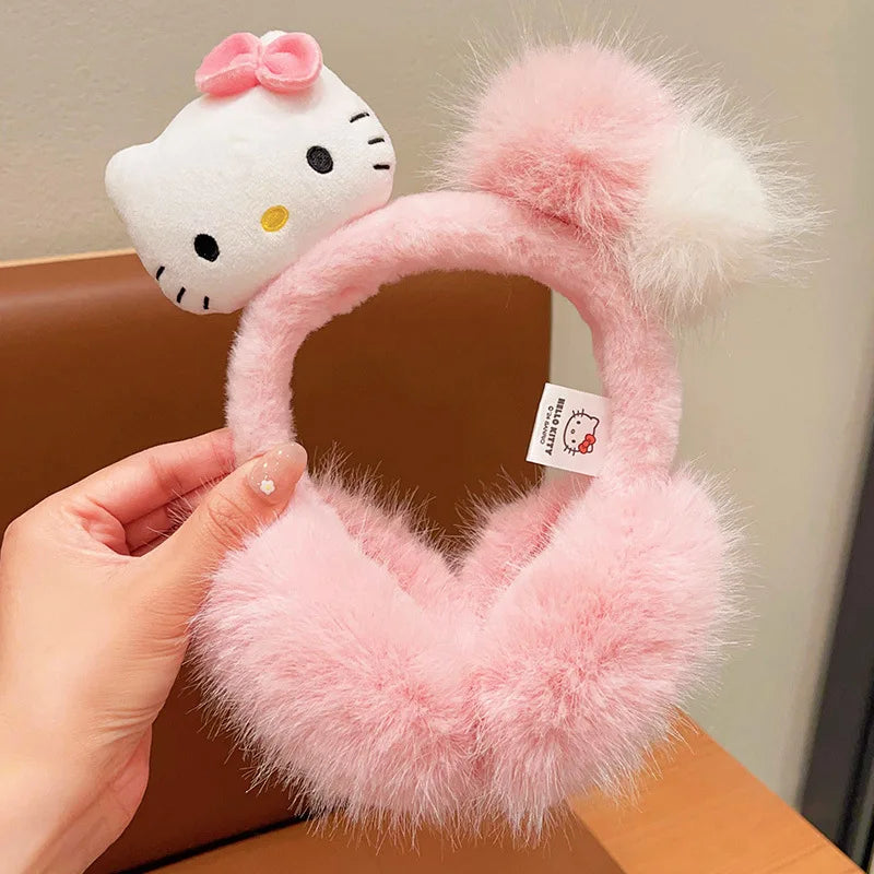 Kuromi Cinnamoroll Melody Plush Earmuffs Girls New Anime Ear Cover for Winter Kids Outdoors Warm Ear Muffs Children Xmas Gift
