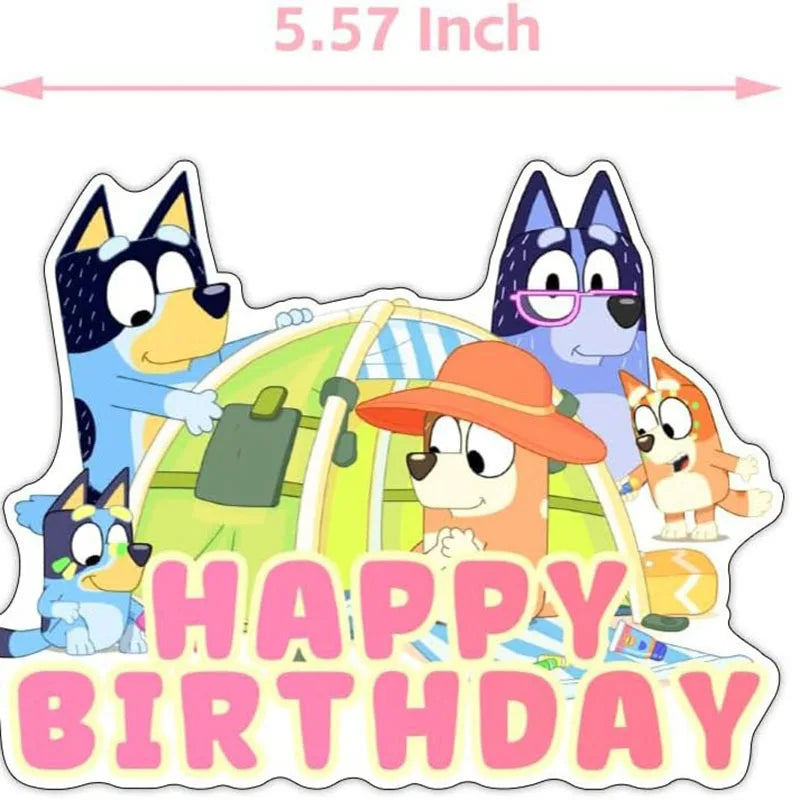 25pcs Bluey  Cartoon Blue Dog Bingo Cake Decoration Top Happy Birthday For Cake Dessert Kids Birthday Party Photo Decorations