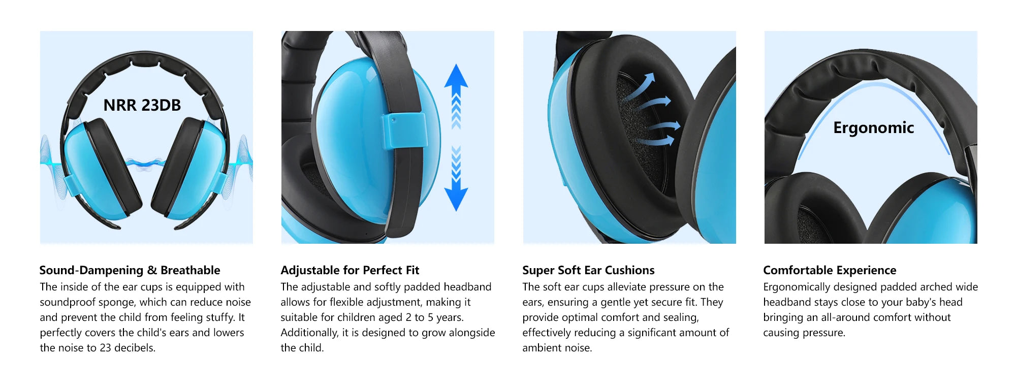 Kids Ear Plugs Sleeping Sound-isolating Headphones Infant Muffs Anti-noise Reduction Earmuffs Toddlers Abs Travel Baby