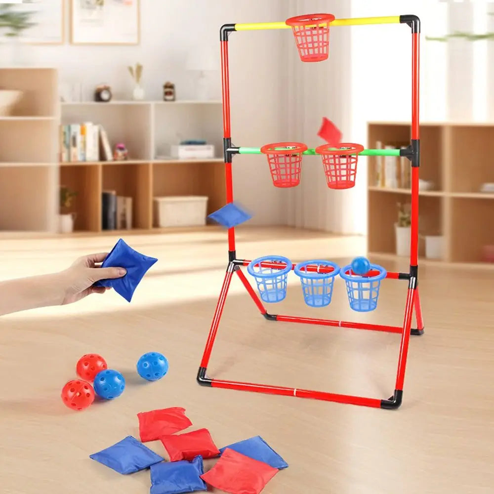 2 in 1 Sandbag Throwing Game Kit Interactive Portable Carnival Games Combo Set Bean Bags Balls Carrying Case Outdoor Games