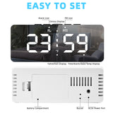 Smart Alarm Clock Bedside Table Led Alarm Clock Digital Children's Electronic Alarm Clock Curved Screen Mirror Temperature