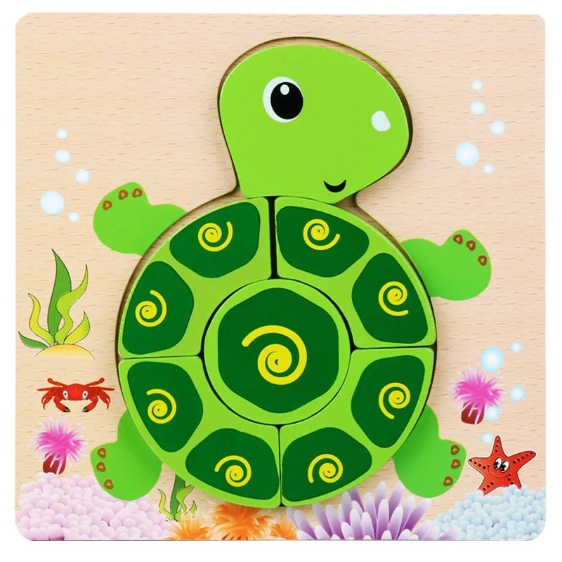 Wooden Puzzles Educational Cartoon Animals Early Learning Cognition Intelligence Puzzle Game For Children Toys
