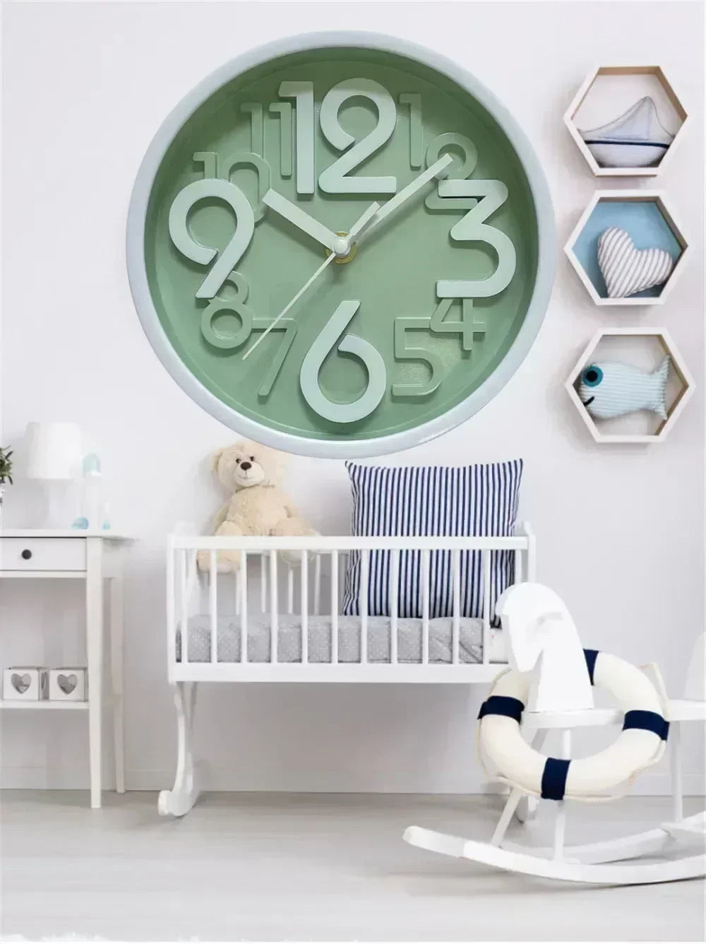 Children's Study Non-Ticking Wall Clock Luxury Silent Battery Operated Round Wall Clock for  Modern Simple Style Home Decor
