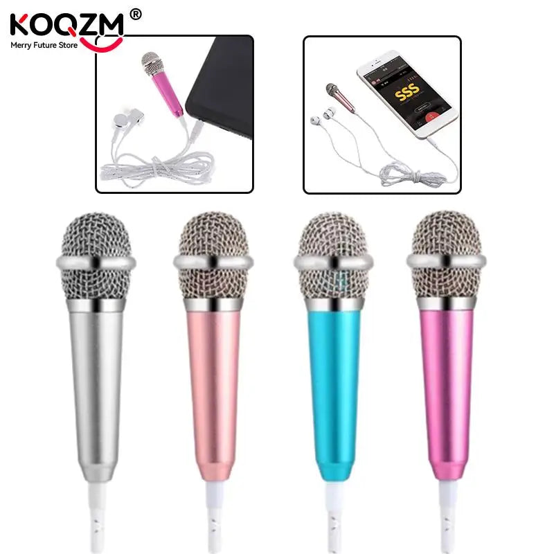 Microphone 3.5mm Stereo Studio Mic KTV Karaoke Mini Microphone With Earphone For Smart Phone Laptop PC Desktop Handheld Audio