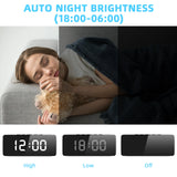 Smart Alarm Clock Bedside Table Led Alarm Clock Digital Children's Electronic Alarm Clock Curved Screen Mirror Temperature