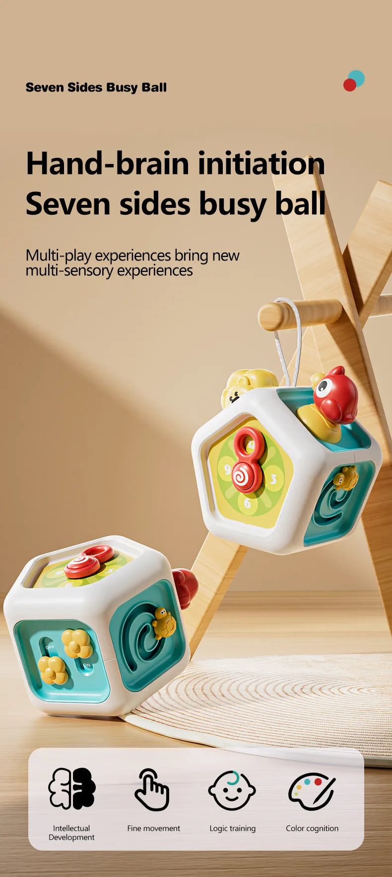 Montessori Sensory Toys Baby Busy Cube Activity Travel Toy Educational Learning Fidget Toys for Fine Motor Skills Children Gift