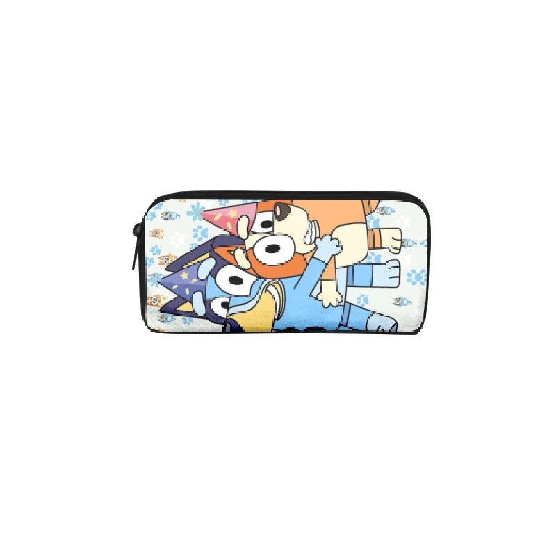 Bluey Bingo dog Fully Printed Flap Pen Bag Stationery Box Cartoon Large Capacity Pencil Case Cute Anime Bags Student School Bag