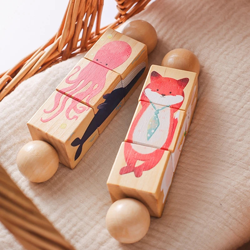 Baby Wooden Rotating Jigsaw Puzzle Hand bell Toy Baby Mobile Musical Rattle Toy Montessori Puzzle Game For Babies Newbaby Gift