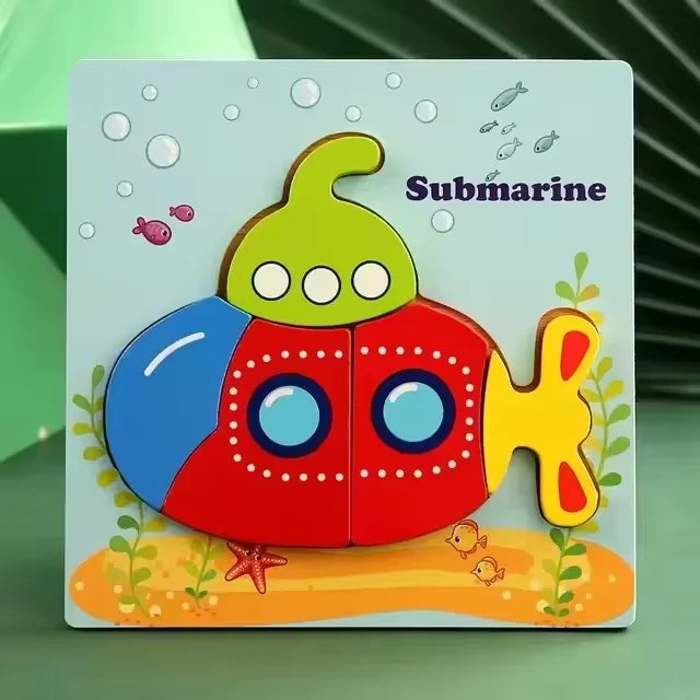 Wooden Puzzles Educational Cartoon Animals Early Learning Cognition Intelligence Puzzle Game For Children Toys