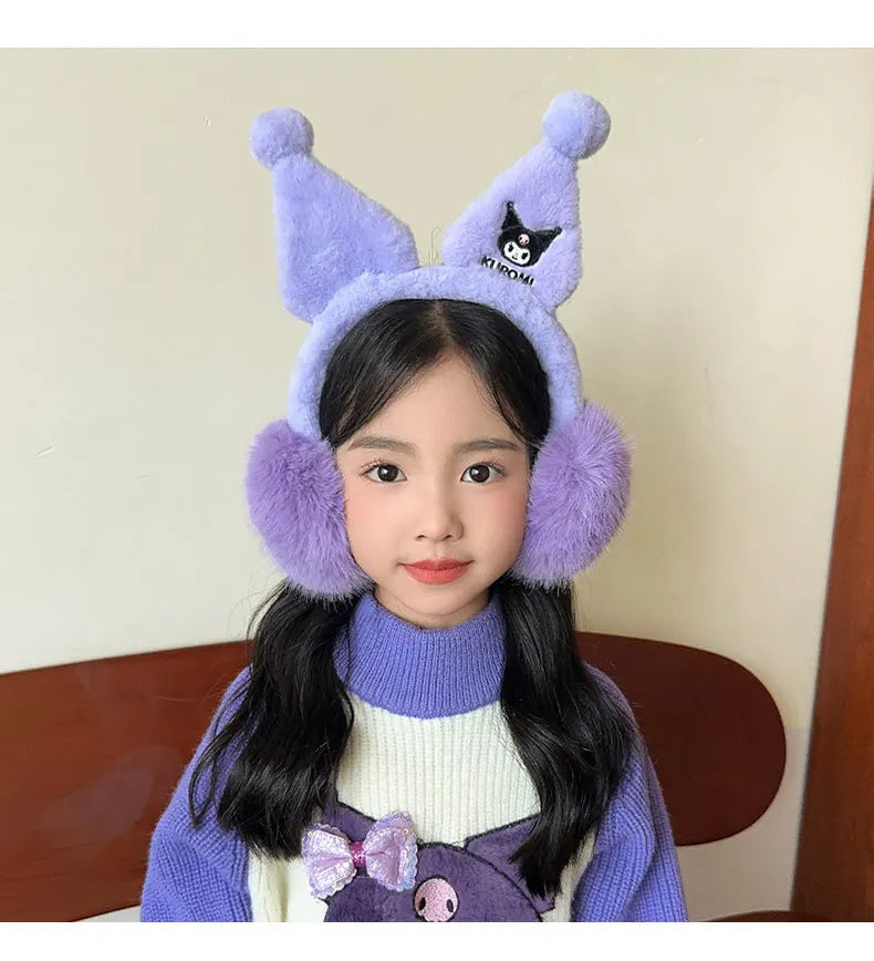 Kuromi Cinnamoroll Melody Plush Earmuffs Girls New Anime Ear Cover for Winter Kids Outdoors Warm Ear Muffs Children Xmas Gift