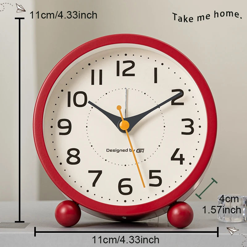 Children's alarm clock, metal material, silent operation time, with night light, suitable for bedroom, office, all scenes