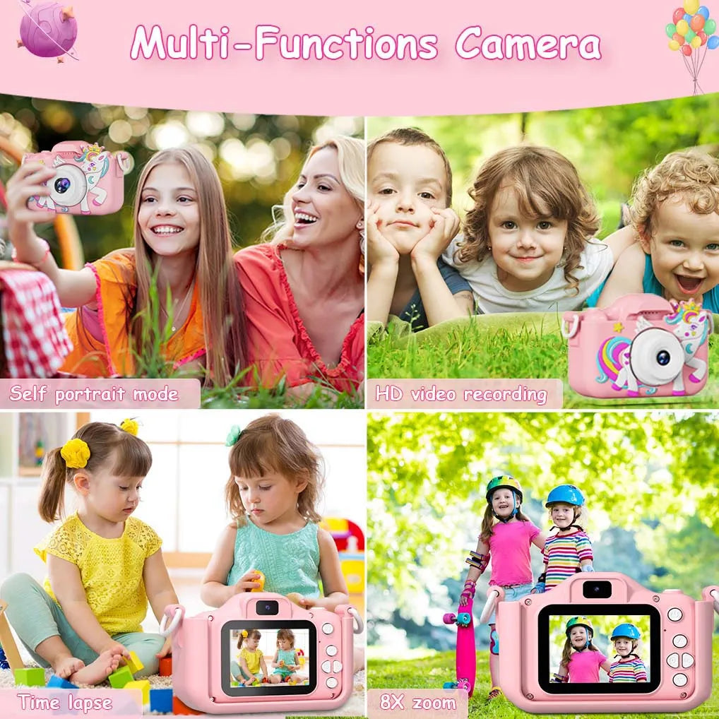 Kids Camera Digital Dual Camera HD 1080P Video Camera Toys with 32GB Card Mini Cam Color Display Children Birthday Gift Kids Toy